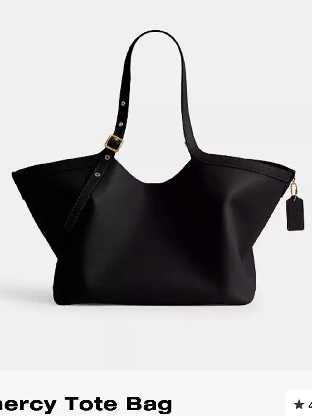 Coach Black Leather Tote with Gold-Tone Accents